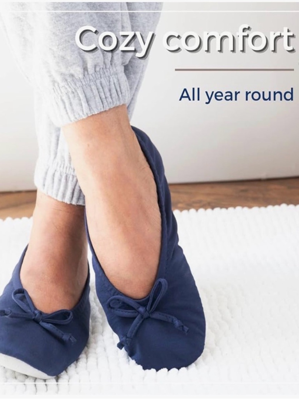 isotoner Navy Satin Ballerina Slippers - Picture 10 of 10